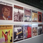 Reproductions of Evergreen Review covers mounted on board, 61 Fourth Ave., New York City. Photo: R.M., April 14, 2012.