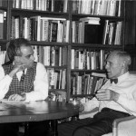 Richard Milazzo interviewing Barney Rosset for the Checkerboard Foundation documentary video of Barney Rosset. 61 Fourth Ave., New York City, Fall 1997.